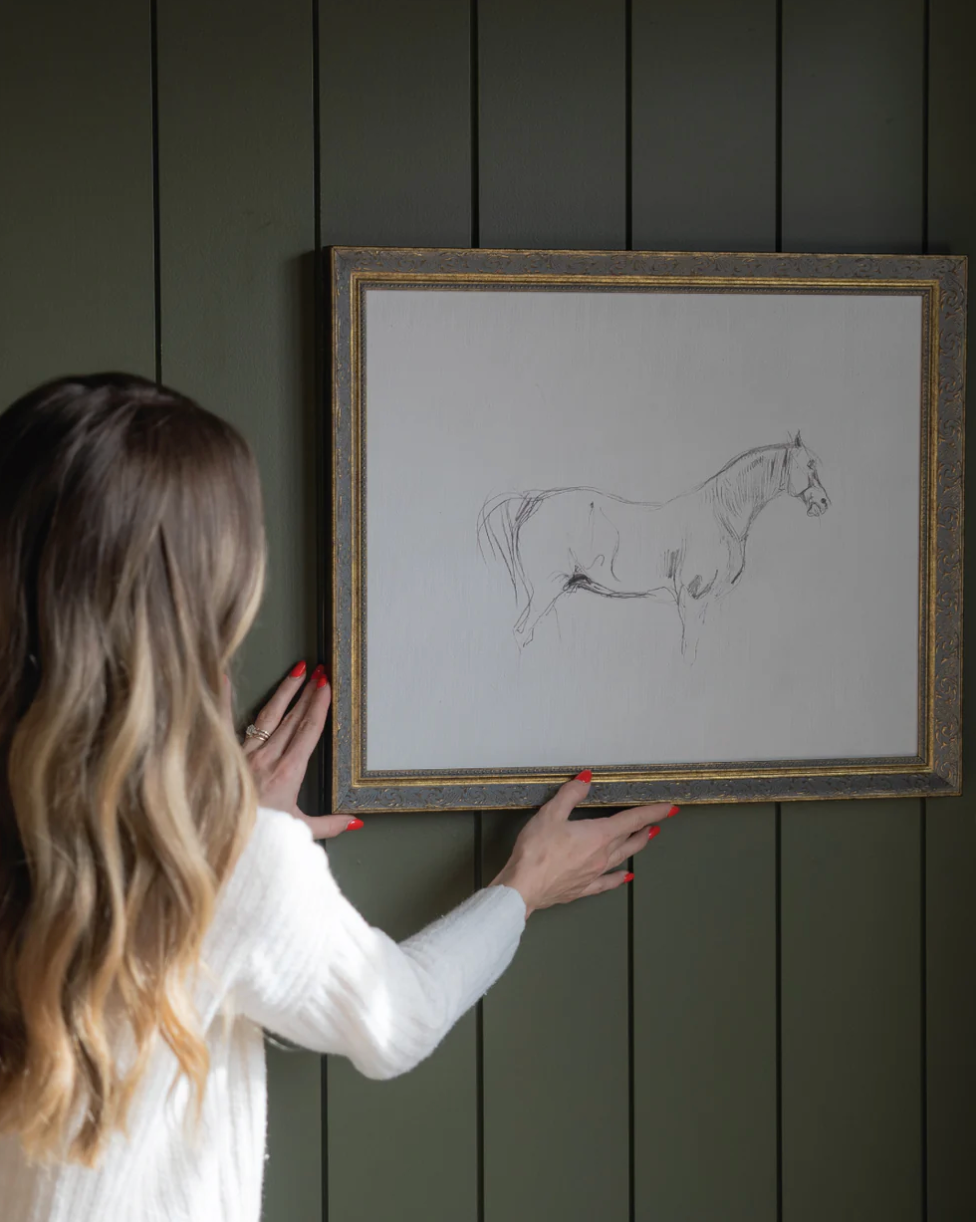 Horse Sketch Framed Antique Art
